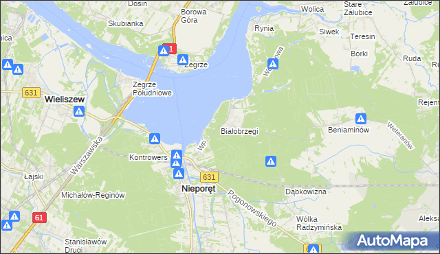 mapa Białobrzegi gmina Nieporęt, Białobrzegi gmina Nieporęt na mapie Targeo