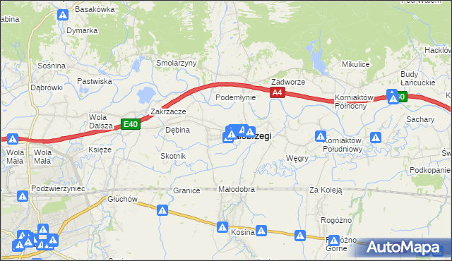 mapa Białobrzegi powiat łańcucki, Białobrzegi powiat łańcucki na mapie Targeo