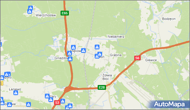 mapa Białuń gmina Goleniów, Białuń gmina Goleniów na mapie Targeo