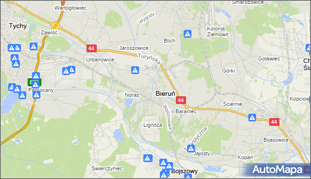 mapa Bieruń, Bieruń na mapie Targeo