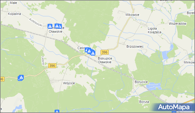 mapa Biskupice Oławskie, Biskupice Oławskie na mapie Targeo