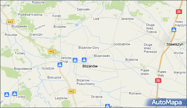 mapa Blizanówek, Blizanówek na mapie Targeo