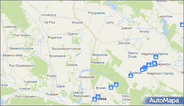 mapa Błogoszów, Błogoszów na mapie Targeo