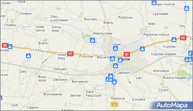 mapa Błonie-Wieś, Błonie-Wieś na mapie Targeo