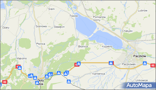 mapa Błotnica gmina Złoty Stok, Błotnica gmina Złoty Stok na mapie Targeo