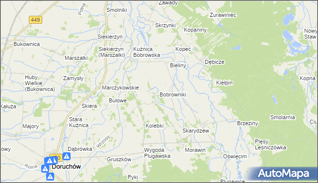 mapa Bobrowniki gmina Grabów nad Prosną, Bobrowniki gmina Grabów nad Prosną na mapie Targeo