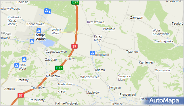 mapa Boczkowice gmina Książ Wielki, Boczkowice gmina Książ Wielki na mapie Targeo