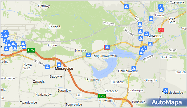 mapa Boguchwałowice, Boguchwałowice na mapie Targeo