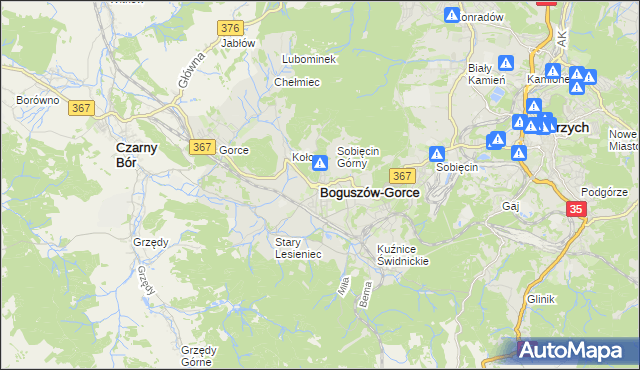 mapa Boguszów-Gorce, Boguszów-Gorce na mapie Targeo