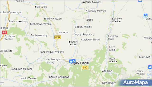 mapa Boguty-Rubiesze, Boguty-Rubiesze na mapie Targeo