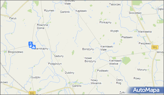 mapa Borszyny, Borszyny na mapie Targeo