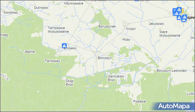 mapa Boruszyn gmina Połajewo, Boruszyn gmina Połajewo na mapie Targeo