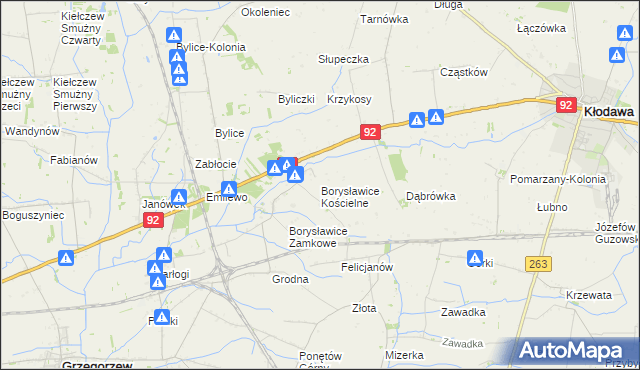 mapa Borysławice Kościelne, Borysławice Kościelne na mapie Targeo