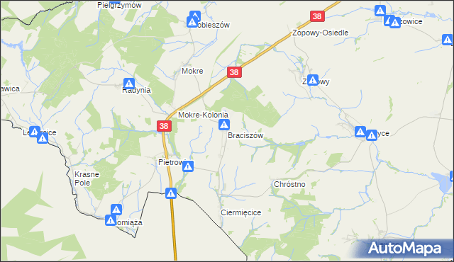 mapa Braciszów, Braciszów na mapie Targeo