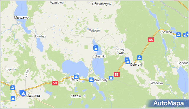 mapa Brajniki, Brajniki na mapie Targeo