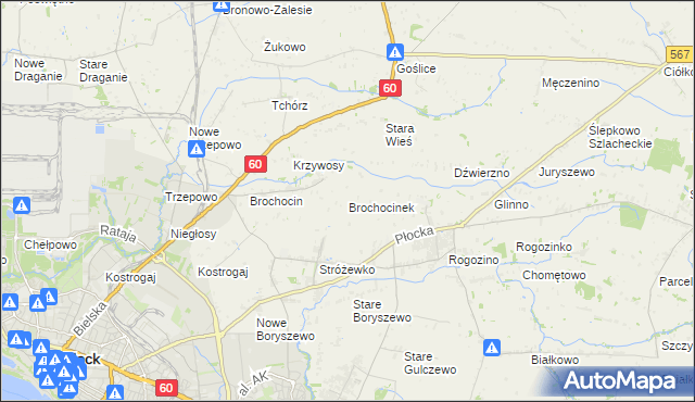 mapa Brochocinek gmina Radzanowo, Brochocinek gmina Radzanowo na mapie Targeo