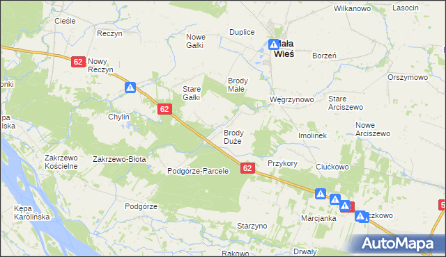 mapa Brody Duże gmina Mała Wieś, Brody Duże gmina Mała Wieś na mapie Targeo