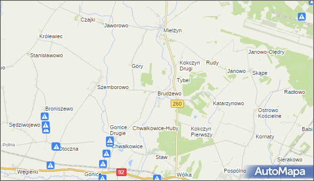mapa Brudzewo gmina Strzałkowo, Brudzewo gmina Strzałkowo na mapie Targeo