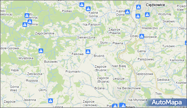 mapa Bruśnik, Bruśnik na mapie Targeo