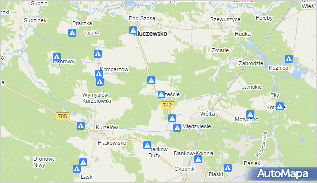 mapa Brzeście gmina Kluczewsko, Brzeście gmina Kluczewsko na mapie Targeo