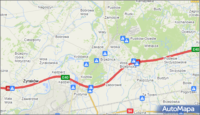 mapa Brzeźnica gmina Dębica, Brzeźnica gmina Dębica na mapie Targeo