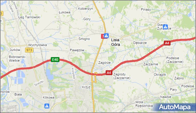 mapa Brzozówka gmina Lisia Góra, Brzozówka gmina Lisia Góra na mapie Targeo