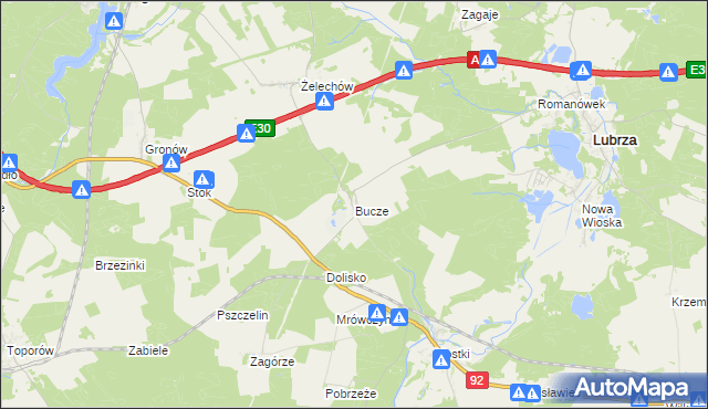 mapa Bucze gmina Lubrza, Bucze gmina Lubrza na mapie Targeo