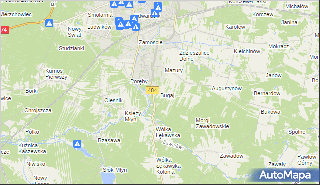 mapa Bugaj gmina Bełchatów, Bugaj gmina Bełchatów na mapie Targeo