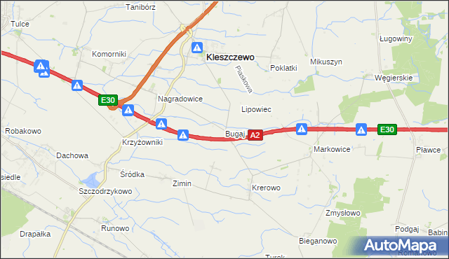 mapa Bugaj gmina Kleszczewo, Bugaj gmina Kleszczewo na mapie Targeo