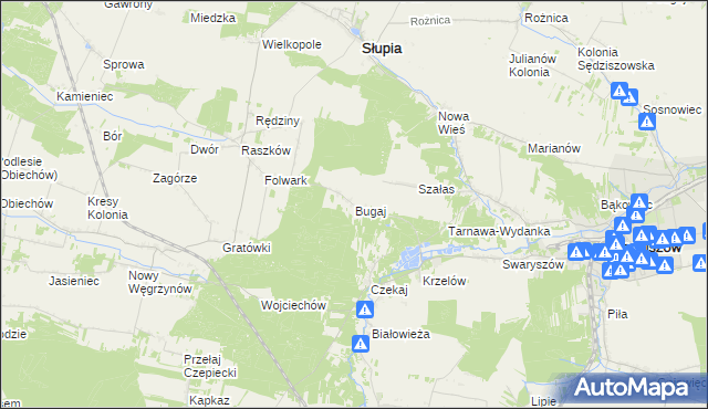 mapa Bugaj gmina Sędziszów, Bugaj gmina Sędziszów na mapie Targeo