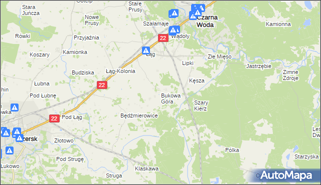 mapa Bukowa Góra gmina Czersk, Bukowa Góra gmina Czersk na mapie Targeo