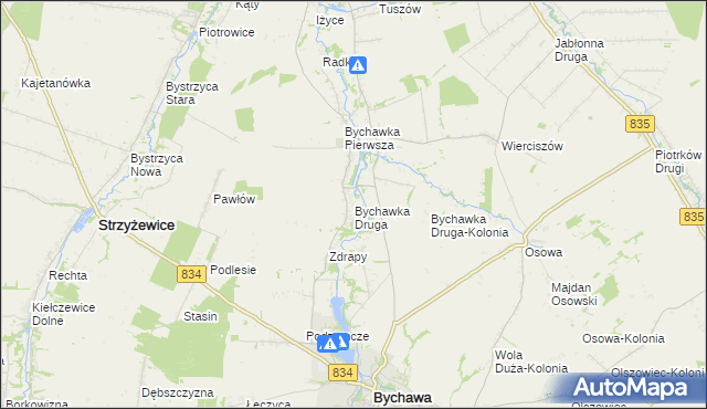 mapa Bychawka Druga, Bychawka Druga na mapie Targeo