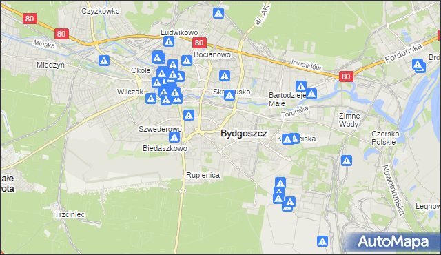 mapa Bydgoszczy, Bydgoszcz na mapie Targeo
