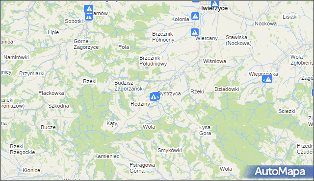 mapa Bystrzyca gmina Iwierzyce, Bystrzyca gmina Iwierzyce na mapie Targeo