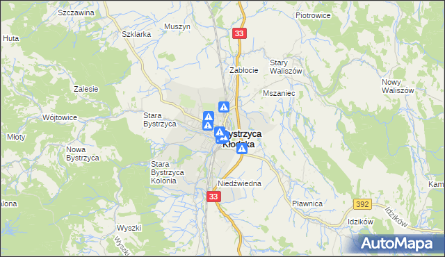 mapa Bystrzyca Kłodzka, Bystrzyca Kłodzka na mapie Targeo