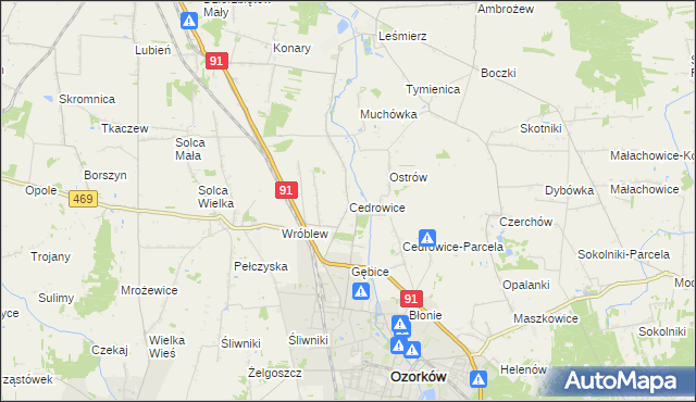mapa Cedrowice, Cedrowice na mapie Targeo