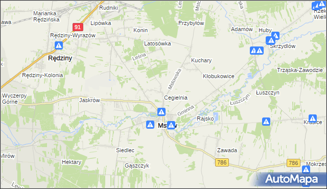 mapa Cegielnia gmina Mstów, Cegielnia gmina Mstów na mapie Targeo