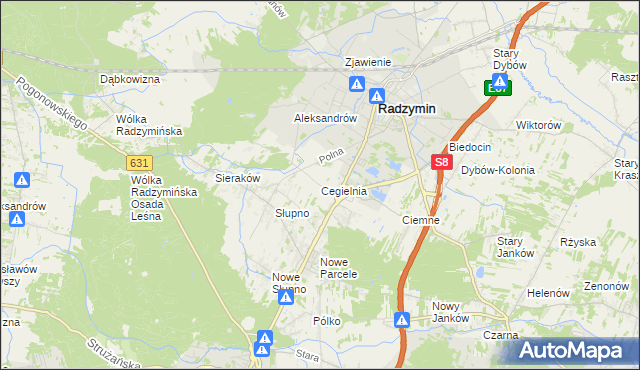 mapa Cegielnia gmina Radzymin, Cegielnia gmina Radzymin na mapie Targeo