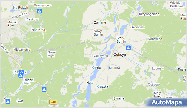 mapa Cekcynek, Cekcynek na mapie Targeo