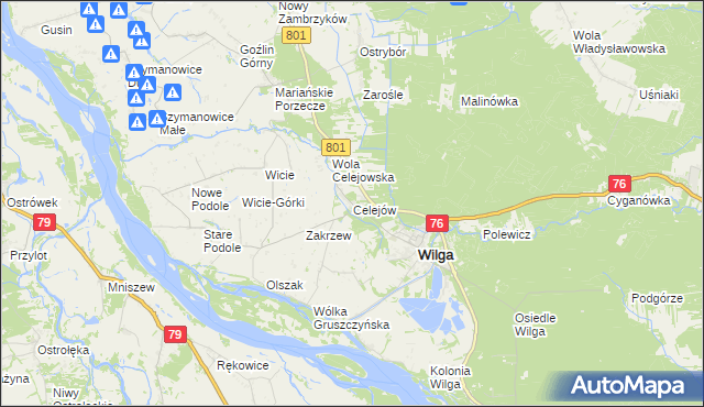 mapa Celejów gmina Wilga, Celejów gmina Wilga na mapie Targeo