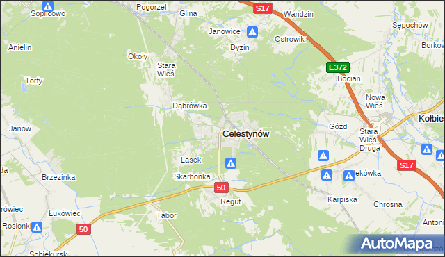 mapa Celestynów powiat otwocki, Celestynów powiat otwocki na mapie Targeo