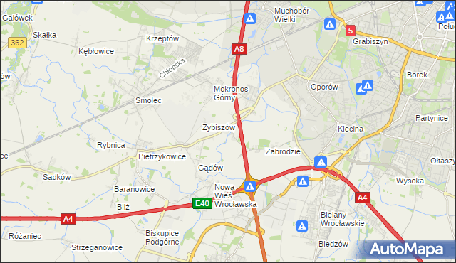 mapa Cesarzowice gmina Kąty Wrocławskie, Cesarzowice gmina Kąty Wrocławskie na mapie Targeo