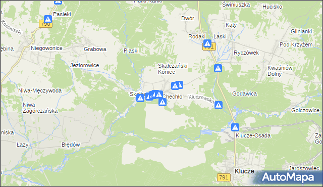 mapa Chechło gmina Klucze, Chechło gmina Klucze na mapie Targeo