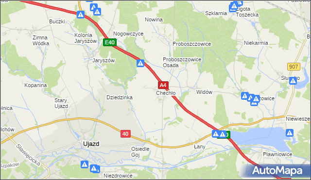 mapa Chechło gmina Rudziniec, Chechło gmina Rudziniec na mapie Targeo