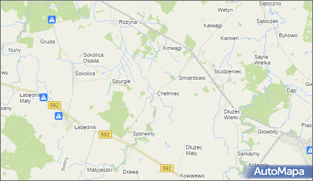 mapa Chełmiec gmina Sępopol, Chełmiec gmina Sępopol na mapie Targeo