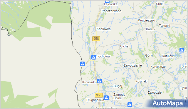 mapa Chochołów gmina Czarny Dunajec, Chochołów gmina Czarny Dunajec na mapie Targeo