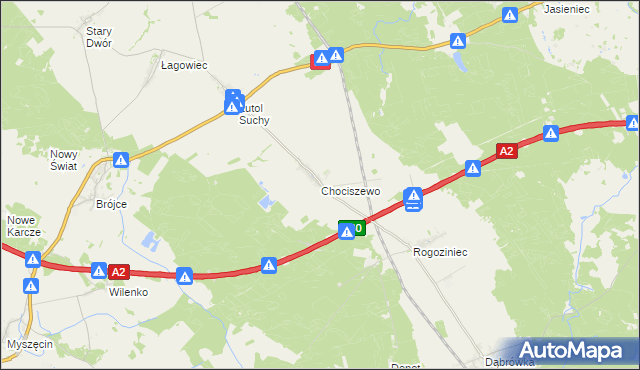 mapa Chociszewo gmina Trzciel, Chociszewo gmina Trzciel na mapie Targeo