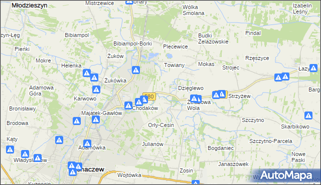 mapa Chodakówek, Chodakówek na mapie Targeo