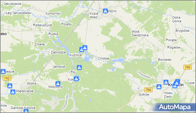 mapa Chotów gmina Krasocin, Chotów gmina Krasocin na mapie Targeo