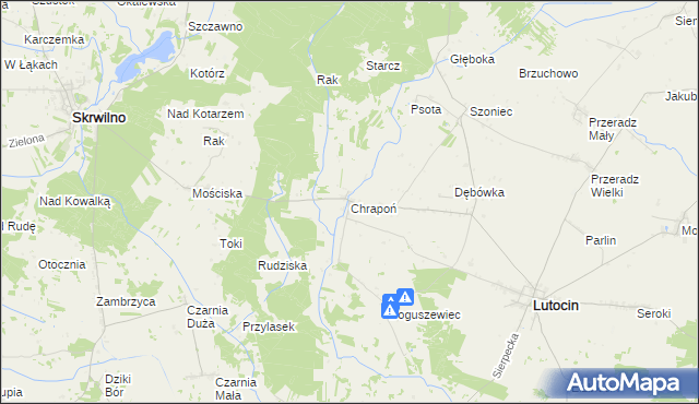 mapa Chrapoń gmina Lutocin, Chrapoń gmina Lutocin na mapie Targeo
